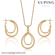 62676-Xuping moda elegante mujer joyería conjunto, simple oro joyería conjunto de diseño